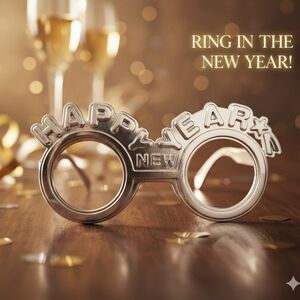 NYE Happy New Year Silver Party Glasses